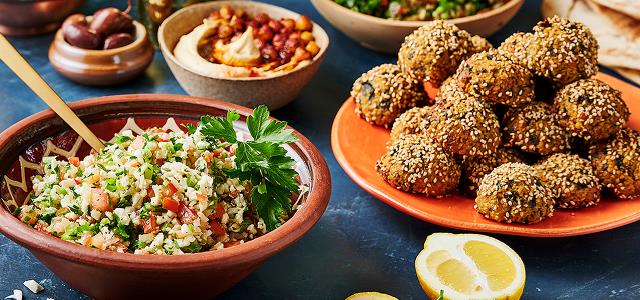 Spinach Falafels & Tabbouleh